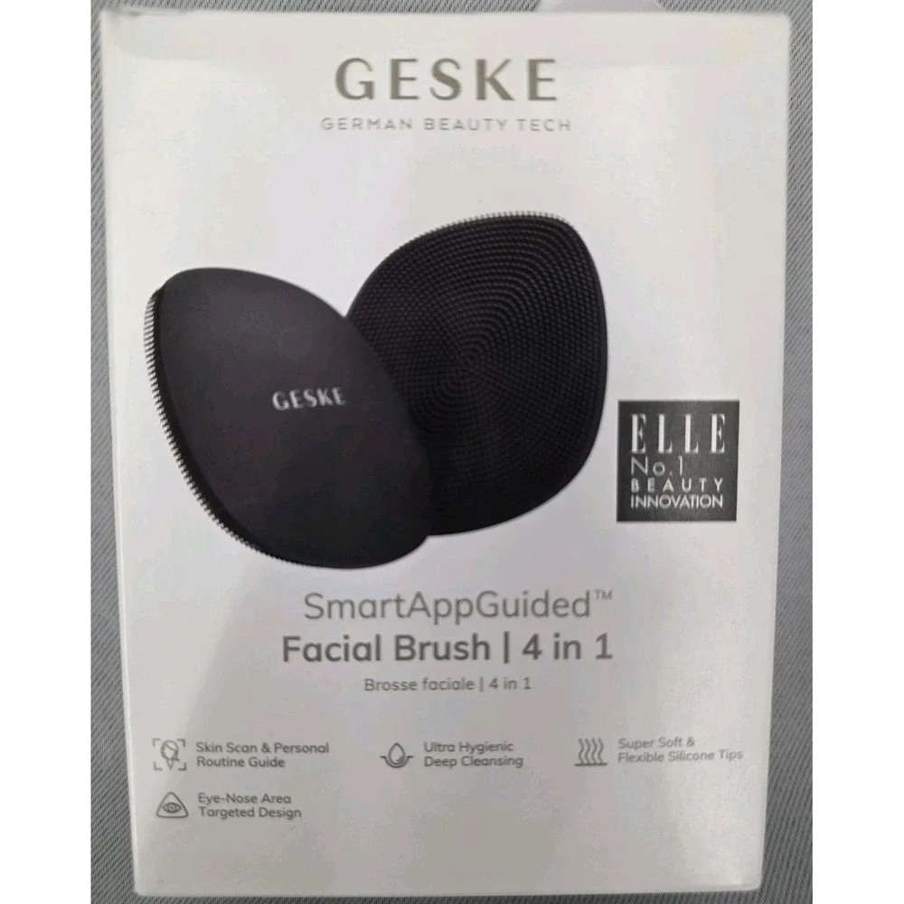 New GESKE 4-in-1 Black Facial Brush SmartAppGuided Cleaner Massager GK000125GY01